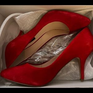 INC Red Suede Heels, size 8 1/2, never worn
